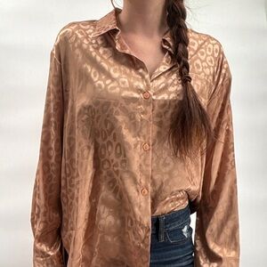 Bronze Animal Print Button Down Shirt